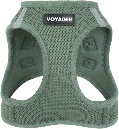 Best Pet Supplies Voyager Step-in Air Harness - All Weather Mesh, Reflective, No Pull Harness for Dogs, Cats - Secure with Hook & Loop Fastener, Buckle, Double D-Rings - Moss Green, XS