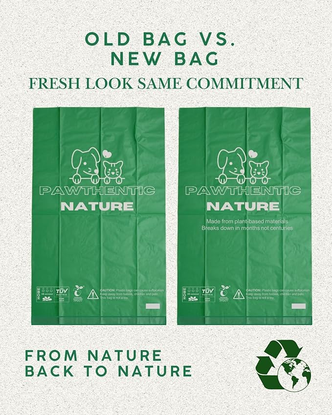 Dog Poop Bags – 270 Count Value Pack, Extra-Thick 18 Micron, Leak-Proof, Plant-Based Material, Light Baby Powder Scent for Dogs & Cats – Pawthentic Nature
