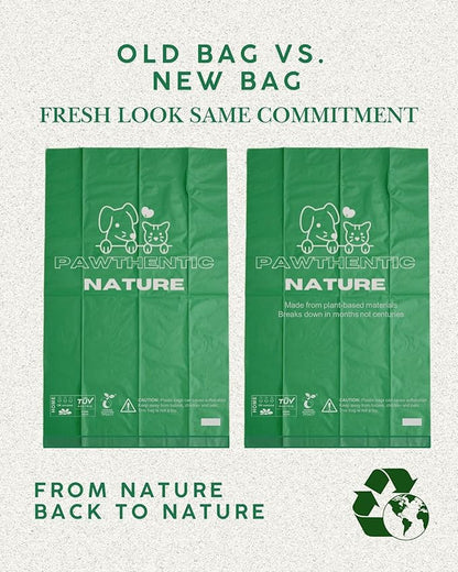 Dog Poop Bags – 270 Count Value Pack, Extra-Thick 18 Micron, Leak-Proof, Plant-Based Material, Light Baby Powder Scent for Dogs & Cats – Pawthentic Nature