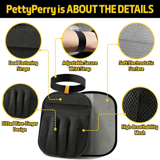 Petty Perry Pet Hair Removal Glove for Dogs & Cats, Upgraded Electrostatic Anti-Slip Pet Hair Removal Tool with 5-Finger Design, Thickened Magic Brush Pet Hair Remover for Couch Carpet Clothes, 1 PCS