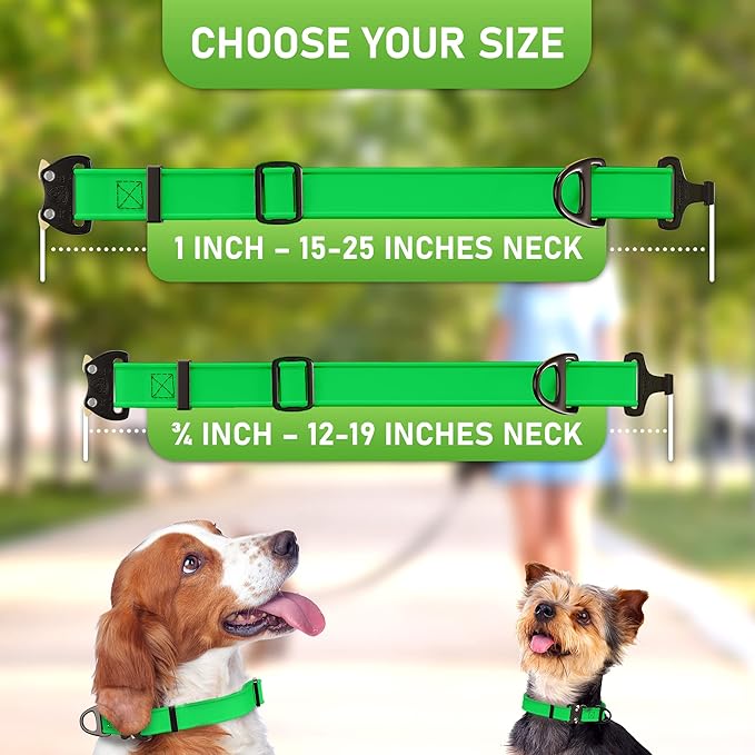 NexaPaw Biothane Dog Collar with Cobra Buckle - Made in USA - QR Code Dog Tag ID Included - Adjustable Heavy Duty Dog Collars for Medium Large Dogs - Waterproof Military Grade Tactical Collar for Dogs