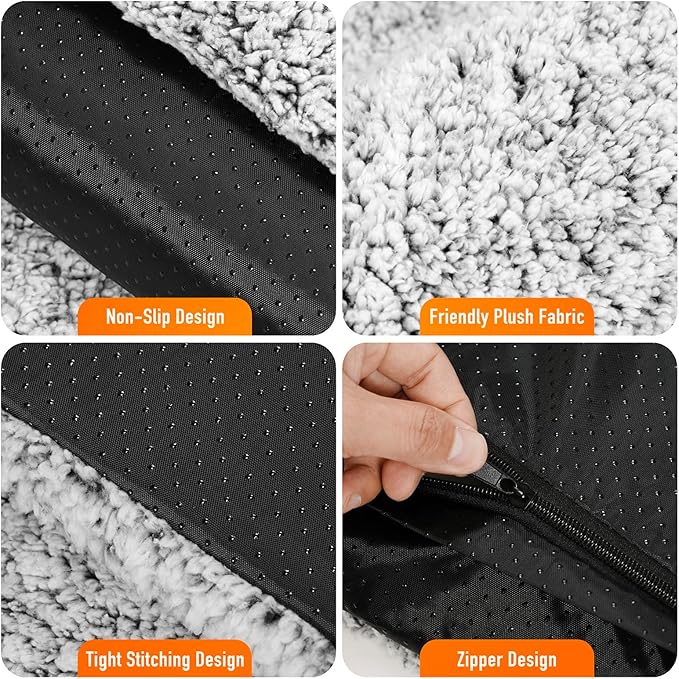 WanpeeGoo Self Warming Cat Bed, Heated Cat Bed, 2.0 Upgraded Dual-Layer Thermal Foil Heating Pad, Plush Self-Heating Pet Mat for Crate, Floor, with Removable Washable Cover, Non-Slip, 15"x19"
