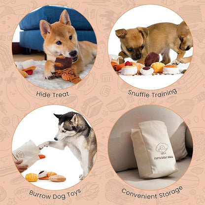 Nocciola 10 PC Dog Squeak Toys - Bread Puppy Toys with Grocery Bag to Keep Them Busy, Small Dog Toys for Boredom, Durable Snuffle Dog Toys for Small Medium Breeds Christmas Stocking Stuffers