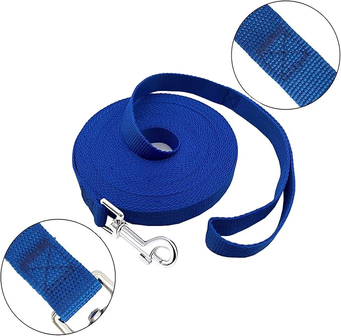 PETGOGO 15ft 20ft 30ft 40ft 50ft Long Dog/Puppy Lead Obedience Recall Training Dog Leashes for Small Medium Dogs Camping, Training, Play, or Backyard (40 FT, Blue)