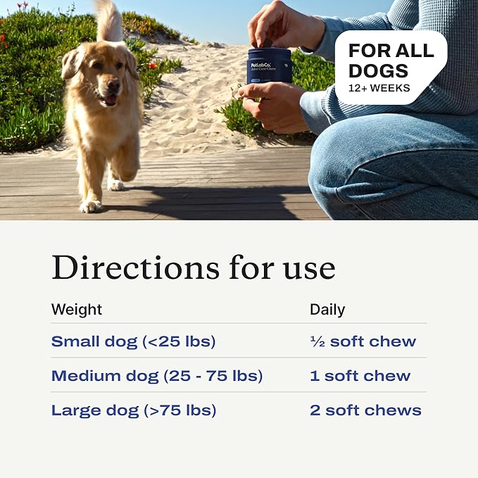 PetLab Co. Joint Care Chews - High Levels of Glucosamine for Dogs, Green Lipped Mussels, Omega 3 and Turmeric - Hip and Joint Supplement to Actively Support Mobility - Packaging May Vary - (2-Pack)