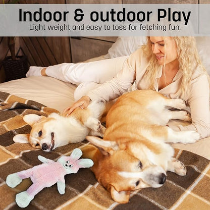 FGA MARKETPLACE Pink Rabbit Dog Toy Flat NO Stuffing NO Squeak, Funny Style Will Entertain Your Pet for Hours, Recommended for Small and Medium Dog 21 INCH Long