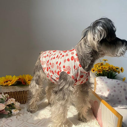Summer Dog Cotton T Shirt Pet Tee Shirts Puppy Daisy Flower Prints Clothes Apparel for Small Dogs Cats