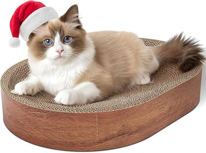 ComSaf Cat Scratching Board - Cat Scratcher Bed for Indoor Cats, Corrugated Cardboard Cat Scratch Pad, Durable Oval Cat Scratcher Bed Bowl for Kitten, Furniture Protector