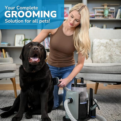 FURME Professional Plus Pet Grooming Vacuum Kit - Cat & Dog Grooming Kit for Easy Pet Care at Home, Quiet & Safe Dog Hair Remover Machine with Brush, Clipper, Shedding & Cleaner Tools & 2L Canister