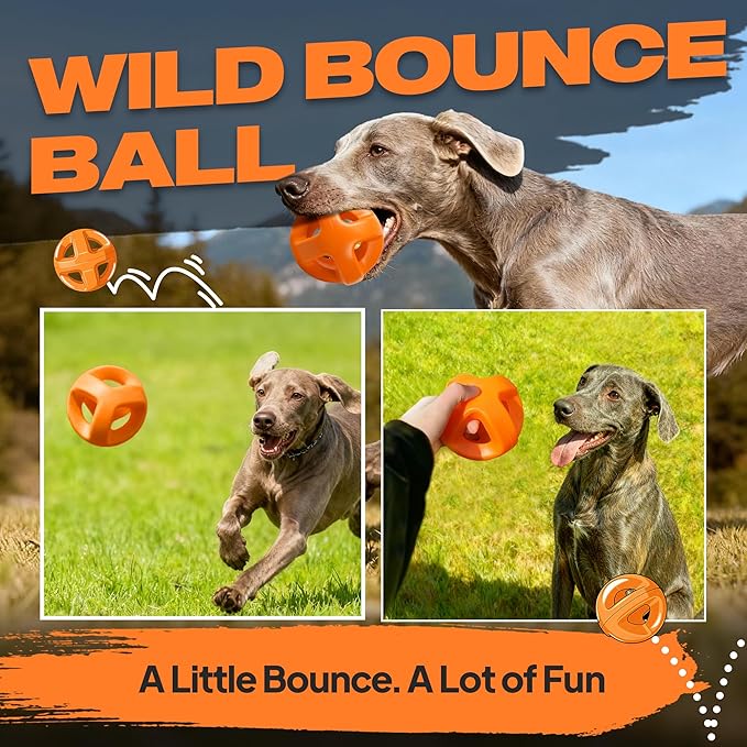 Fida Natural Rubber Dog Balls for Aggressive Chewers, Durable Dog Chew Toys for Large Dogs, Interactive Fetch & Tug of War Toys for Medium Large Breed Non-Toxic Dish Washable,4.5 * 4.5"