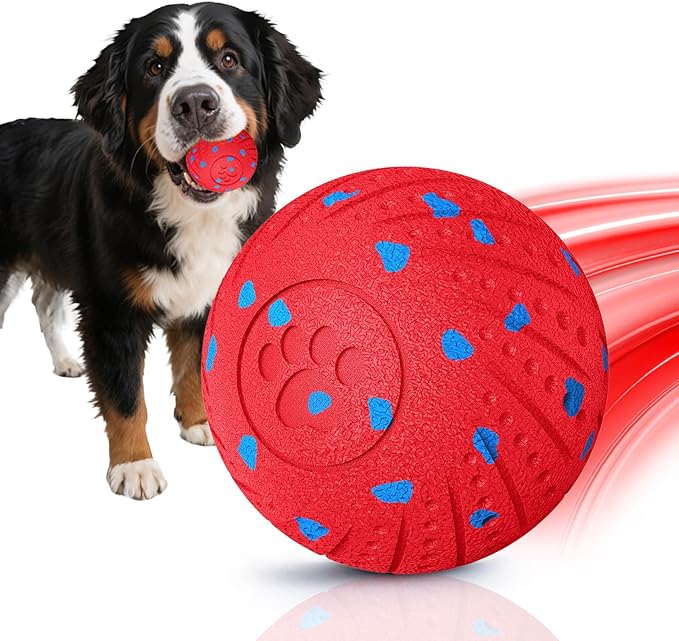 Interactive Dog Toys: Smart Dog Ball – Auto-Bounce, Vibrating & Jumping Action! Durable Duraspin Design for Aggressive Chewers. Rechargeable & Long-Lasting, Keeps Dogs Busy and Entertained Red.
