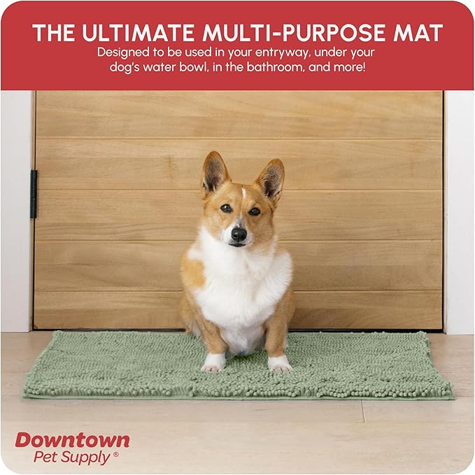 My Doggy Place Dog Mud Mat, 31" x 20" Sage – Thick Microfiber Entry Rug for Snow, Mud & Salt – Absorbent, Quick-Dry, Washer-Safe & Non-Slip, Medium