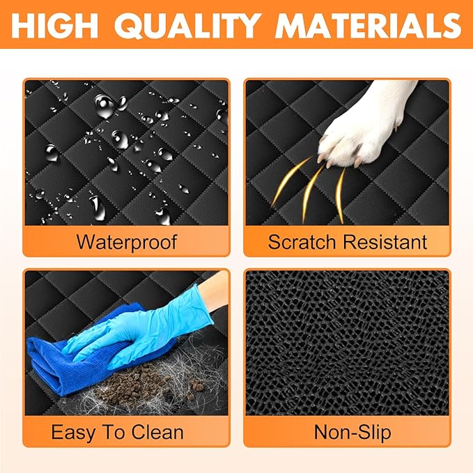 NECKORY Backseat Cover for Dogs, Waterproof and Non-Slip Pet Bench Seat Covers, Car Seat Protector for Back Seat, Universal Size Rear Car Seat Cover Fits Cars, Trucks and SUVs, L-Carbon Black