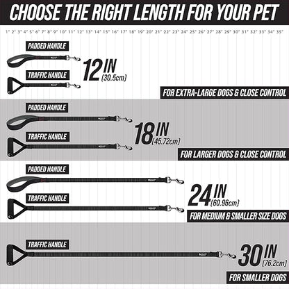 Leash Boss Short Dog Leash With Padded Traffic Handle for Training and Walking | Comfortable Nylon Lead for Large, Medium, Small Dogs