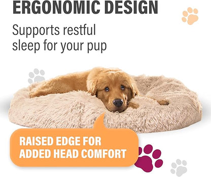 Active Pets Premium Small Donut Dog Bed, Fits Up to 45 lbs, Removable Cover & Washable Cushion, Plush Long Pile Faux Fur Fabric, Portable Dark Grey Pet Bed Furniture for Puppies Adult Canines & Cats