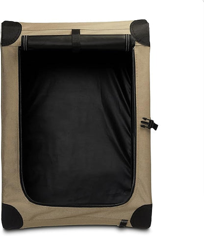 Amazon Basics 2 Door Foldable and Portable Travel Pet Kennel for Cat, Dog, Rabbit, 26 inch, Tan, S 26" x 18" x 18"