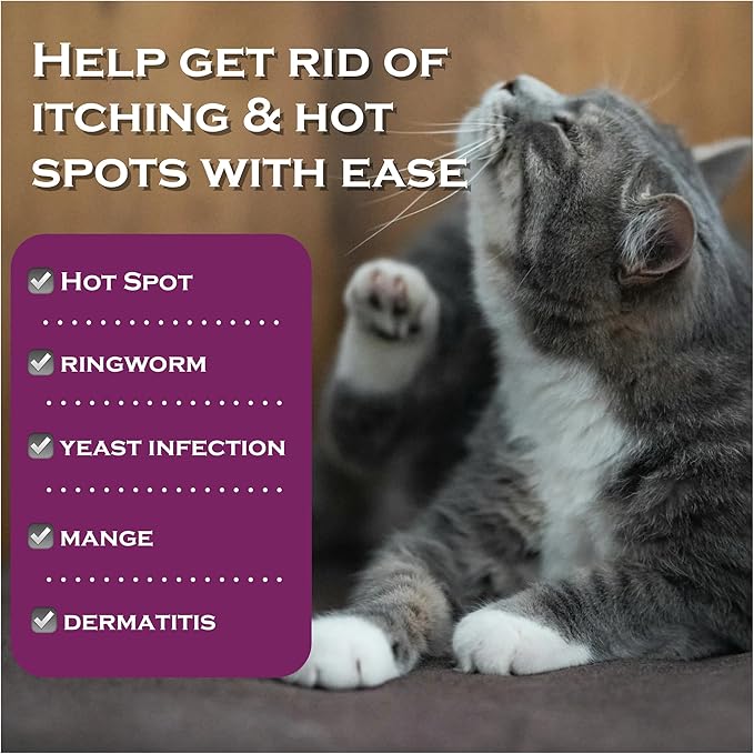 Feline Ring Care | Control & Help with Cat Ringworm, Mange, Dermatitis, Itchy Skin, Dog Paw Yeast. Also works on Dogs, Hamsters, Guinea Pigs, Rabbits, etc. Spray for Cats and Itch Relief (Makes 32 oz)