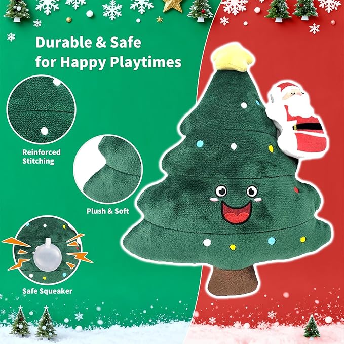 Dog Toys,Plush Dog Toy,Squeaky Plush Puppy Dog Chew Toys for Small Medium Large Dogs (Christmas F)