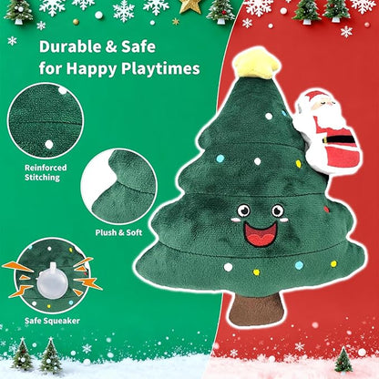 Dog Toys,Plush Dog Toy,Squeaky Plush Puppy Dog Chew Toys for Small Medium Large Dogs (Christmas F)