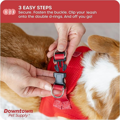 Downtown Pet Supply Step-in Dog Harness – No Pull, Adjustable Padded Mesh with Reflective Trim, Secure Buckle Strap – Comfortable & Breathable Small Dog Harness, XX-Large, Red