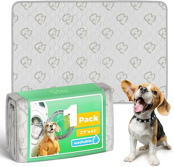FXW Washable Pee Pads for Dogs, Leak-Proof & Non-Slip, Specifically Designed for 42inch Cages, 27" x 41" Rectangle, Khaki, 1 Pack