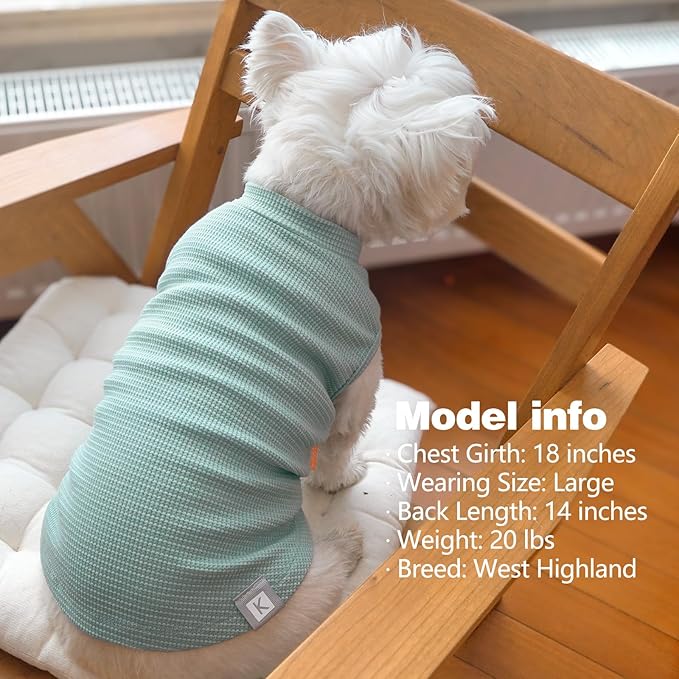KYEESE 2Pack Waffle Dog Shirts Stretchy Dog T-Shirts Lightweight Dogs Tank Top Sleeveless Striped Dogs Shirt Vest Breathable, XX-Large, Green+Striped
