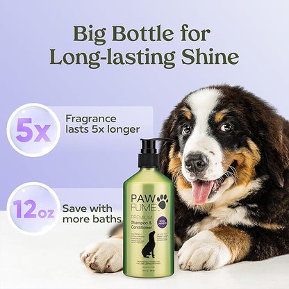 PAWFUME Dog Shedding Shampoo and Conditioner, Royal Lavender, 1-Pack – Nourish & Detangle for Silky Soft Coat – Probiotic, Deep-Cleaning, pH-Balanced – Salon-Quality Shedding Shampoo for Dogs