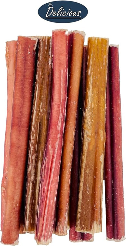 Mr. Delicious Bully Sticks for Dogs, 10 Count, 6 Inch Medium, Consistent Thickness, All Natural, Grass Fed, Rawhide-Free, Single Ingredient, Long Lasting Dog Chews