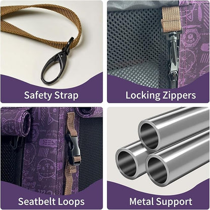 Petseek Extra Large Cat Carrier Soft Sided, Portable Small Dog Carrier for 2 Cats, 24"x16.5"x16" Car Travel Folding Comfortable Design, Purple