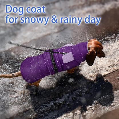 MIGOHI Dog Winter Coat - Reflective Medium Dog Snow Jacket with Thick Turtleneck,Windproof Pet Fleece Vest, Cold Weather Coat for Medium Dogs, Snowproof for Hiking,Camping,L,Purple