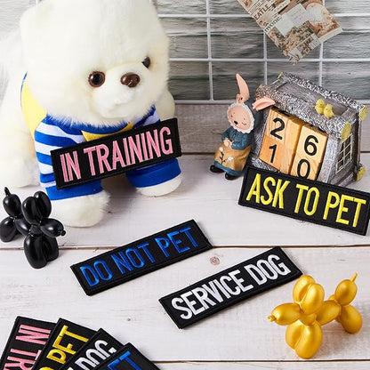 8 Pieces Service Dog Patches Colorful Dog Vest Harnesses Patches Do Not Pet Vest Patches Ask to Pet for Animal Tactical Harnesses Collars Leashes
