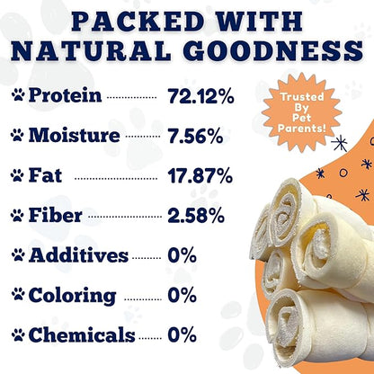 Amazing Dog Treats - Beef Cheek Rolls (10 Inch Regular - 4 Pcs) - Safe Rawhide Alternative Dog Chew - Great for Power Chewers - Long Lasting Dog Chew - Retriever Rolls for Dogs