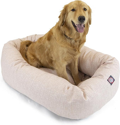 Majestic Pet 52 Inch Bagel Calming Dog Bed Washable – Cozy Soft Round Dog Bed with Spine Support for Dogs to Rest Their Head - Fluffy Donut Puppy Mat 52x35x11 (Inch) X-Large – Pink