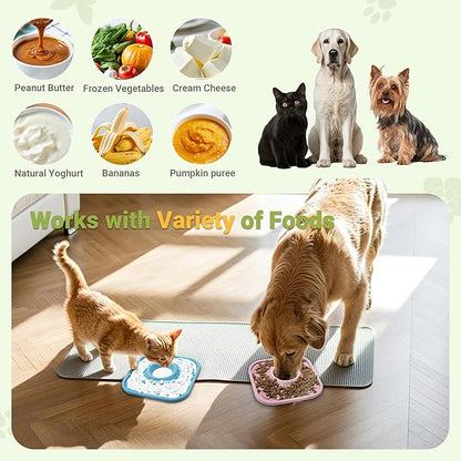 Bifeaw Lick Mat for Dogs with Suction - Dog Cat Lict Mat to Keep Them Busy - Puppy Lick Mat for Anxiety Relief (Blue and Yellow)