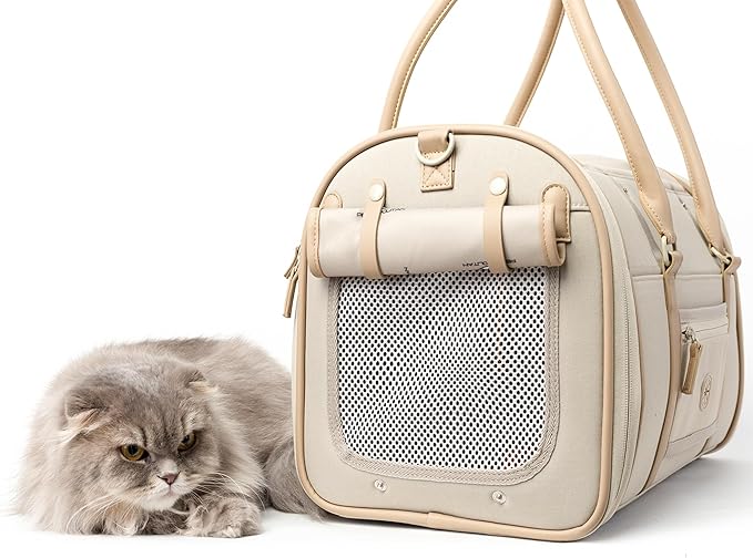 Petropolitan Soft-Sided Pet Carrier for Cats and Small Dogs – Stylish, Airline-Approved Travel Bag with Mesh Ventilation, Collapsible, Removable Pad and Safety Leash, Fits up to 16 lb