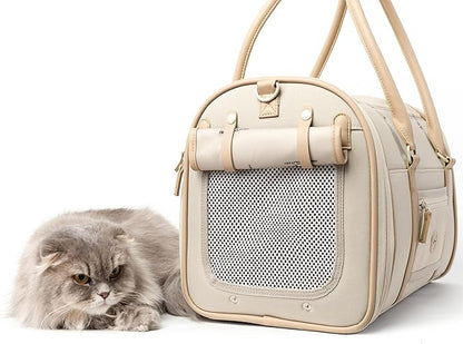 Petropolitan Soft-Sided Pet Carrier for Cats and Small Dogs – Stylish, Airline-Approved Travel Bag with Mesh Ventilation, Collapsible, Removable Pad and Safety Leash, Fits up to 16 lb