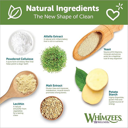 Whimzees Wellness Alligator Dog Dental Treats, Natural Chews, Large Size, (6 Count)