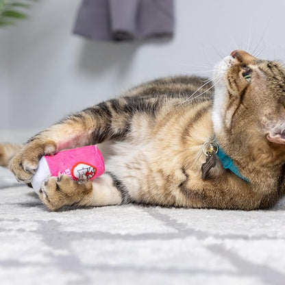 Huxley & Kent Plush Cat Toy - Interactive Catnip Toy for Cats & Kittens - Soft with Crinkle & Catnip - Fun Indoor Play - First Lick Heart & Be Mine Coffee, 2pk