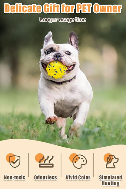 Moonorange Dog Tennis Balls for Aggressive Chewers, Indestructible Durable Bouncy Interactive Toy for Dogs Fetch Game Lightweight Floating Outdoor Training(2 Yellow Point+ 2 Blue Circle Large)