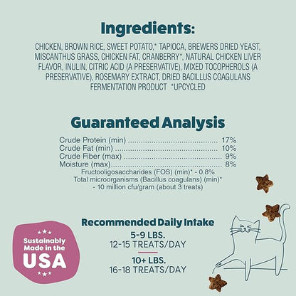 Shameless Pets Crunchy Cat Treats - Kitty Treats for Cats with Digestive Support, Natural Kitten Treats with Real Chicken, Healthy Flavored Feline Snacks - Cran You Say Chicken, 3-Pk