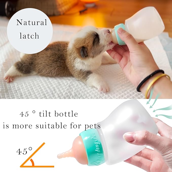 Doggiema Puppy Feeder Bottle, Silicone Feeding Nipple and Syringes for All Breed of Puppies and Other Animals Dongdong pet