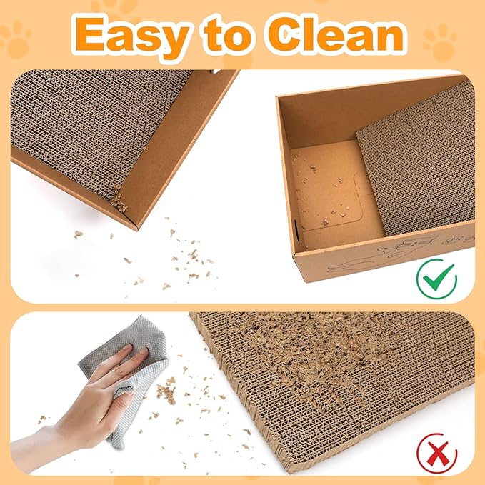 Goosheep L-Shaped Cat Scratcher 2-in1 Scratching Board for Indoor Cats Protecting Furniture Cardboard Box Scratch Pad with Ball Toy Cats Scratching Posts with Cat Teaser