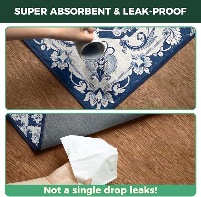 FXW Washable Pee Pads for Dogs, Puppy Pads with Super Absorbent, Specifically Designed for 36inch Cages, 23" x 35" Rectangle, Mandala Blue, 2 Packs