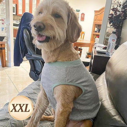 KYEESE 2Pack Dog T Shirts Waffle Stretchy T-Shirts Lightweight Tank Top Sleeveless Vest Breathable Pet Apparel, XX-Large, Blue+Grey