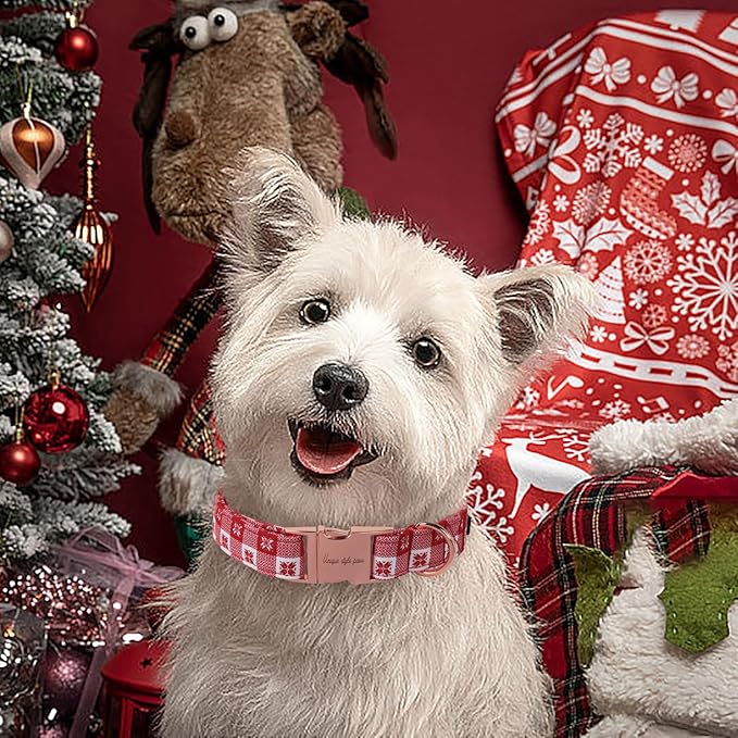 Unique style paws Dog Collar Metal Buckle Collar for Winter Christmas Red Papercut for Small Medium Large Boys Girls Dogs