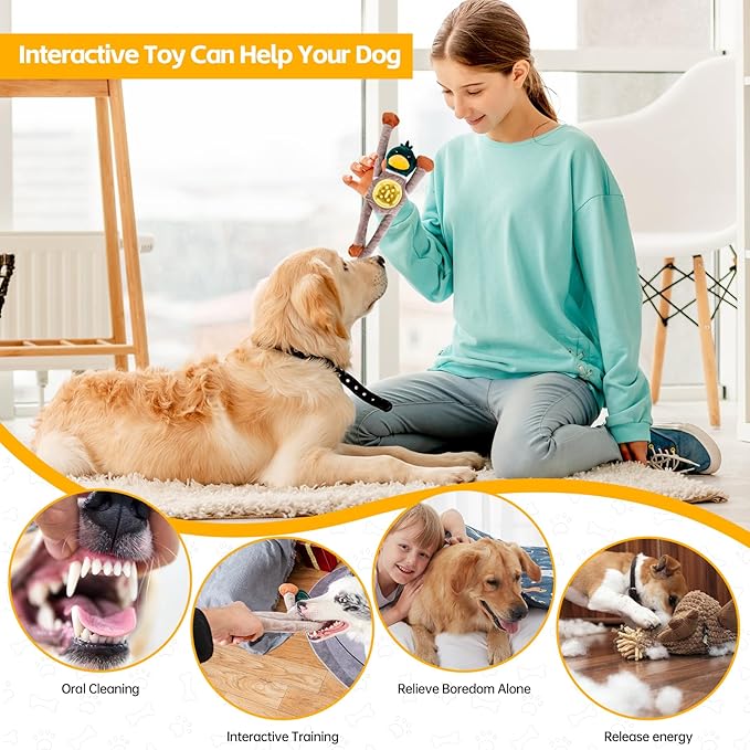 Squeaky Dog Toys, Interactive Plush Duck Chew Toy for Pets - Safe & Durable,Slow Feeder Dog Bowl,Ideal for Puppies & Small to Medium Dogs