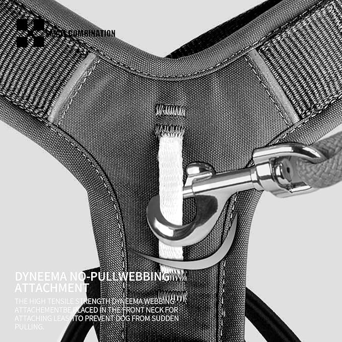 Adjustable Dog Harness with Handle, Padded Comfort,Small, Medium and Large Dogs (Black, XL)