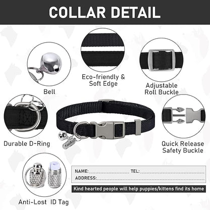 GAMUDA Small Dog Harness Collar and Leash Set, Step in No Chock No Pull Hemp Fabric Soft Mesh Dog Vest Harnesses Reflective for Dogs Puppy and Cats Outdoor Training and Running (Black, S)