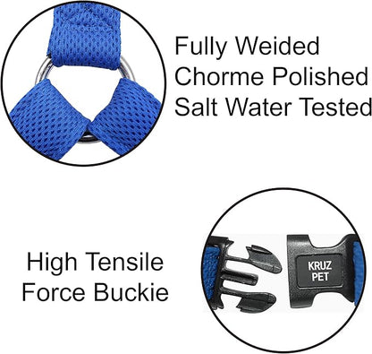 Kruz No Pull Dog Harness (Chest 26”-38”, Weight 44-88 lbs) Heavy-Duty Pet Harness for Large Breeds, Ultra-Comfort Fit, Lifetime Durability, Adjustable Dog Harness No Pull Design (Blue, Large)