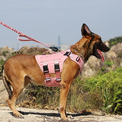 ICEFANG GN3 Tactical Dog Harness for Large Dogs, 6X Quick-Release Buckles,Dog Molle Vest with Handle,3/4 Body, Hook and Loop Panel for ID Patch,No Pulling Front Clip (L (Chest :28"-35"), Pink)